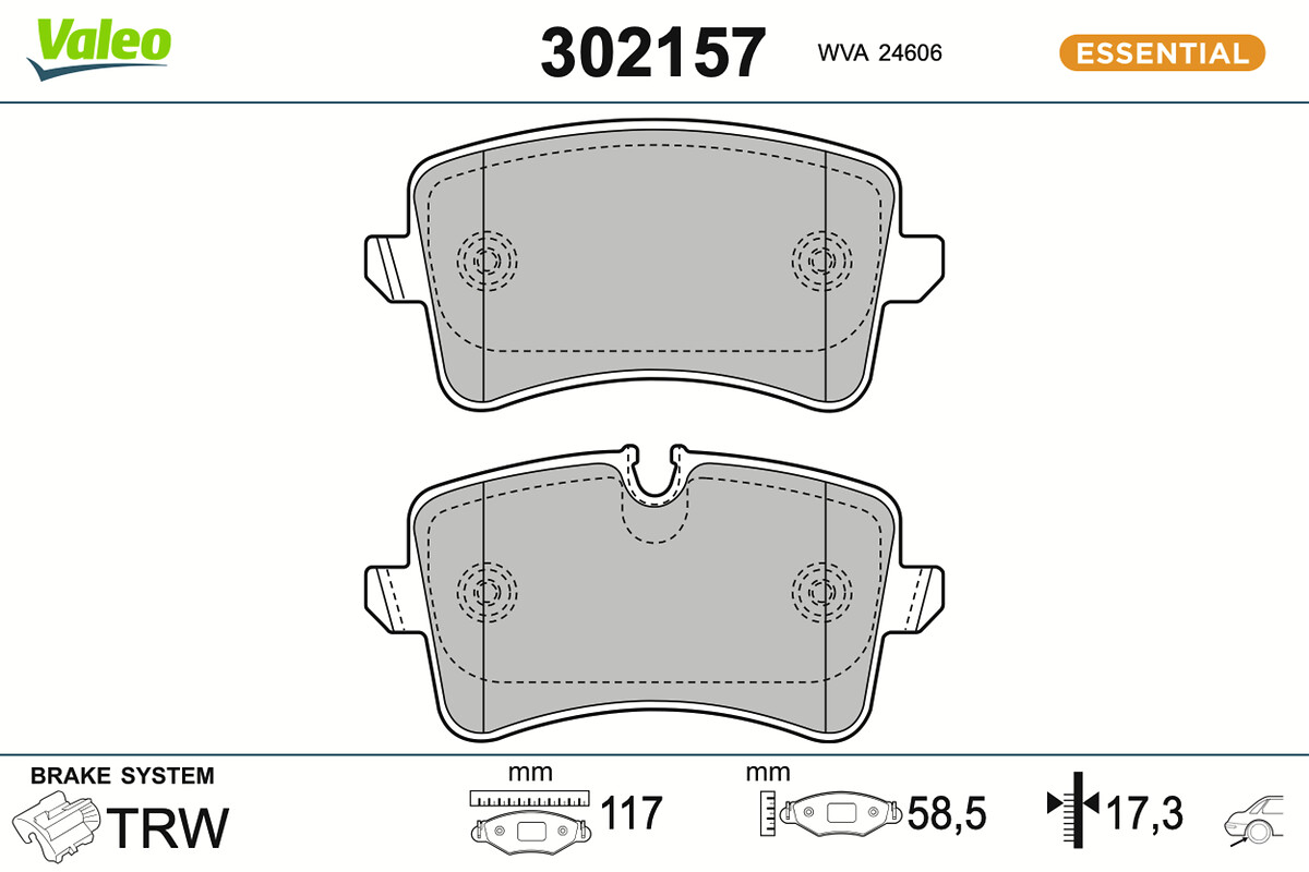 Jeu de 4 plaquettes de frein VALEO ref. 302157
